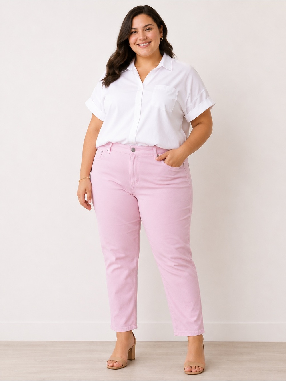 Basler Pink Women's Trousers with Branded Waistband